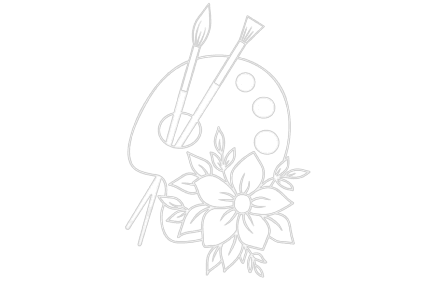 Image of painting palette with flowers